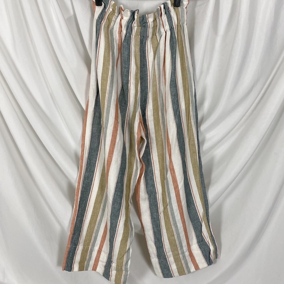 Madewell Tie-Waist Huston Pull-On Striped Linen Blend Crop Pants - Picture 6 of 11